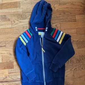 Boden Navy Hoodie with Multicolor Stripes
